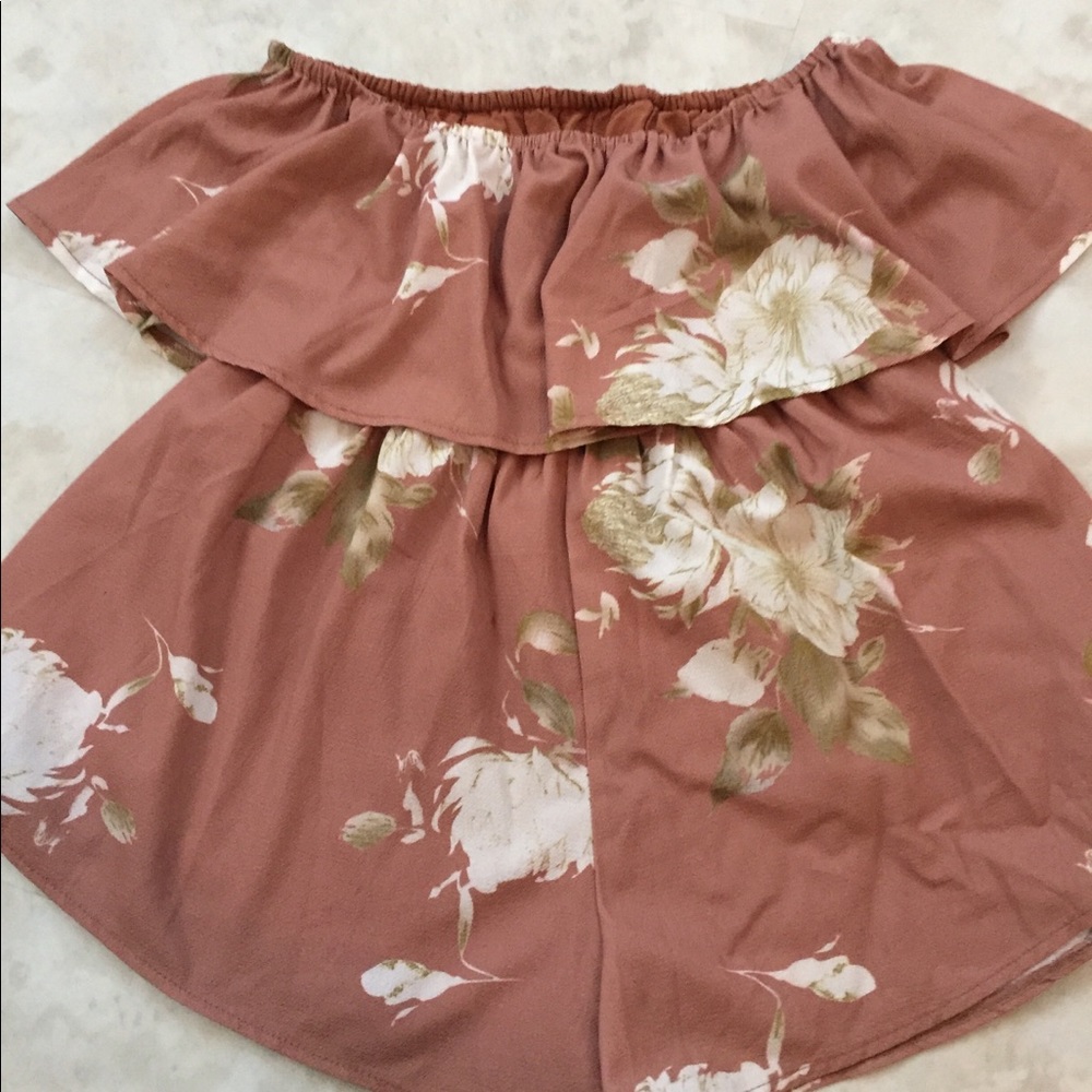 Strapless Floral Print Romper SIZE M